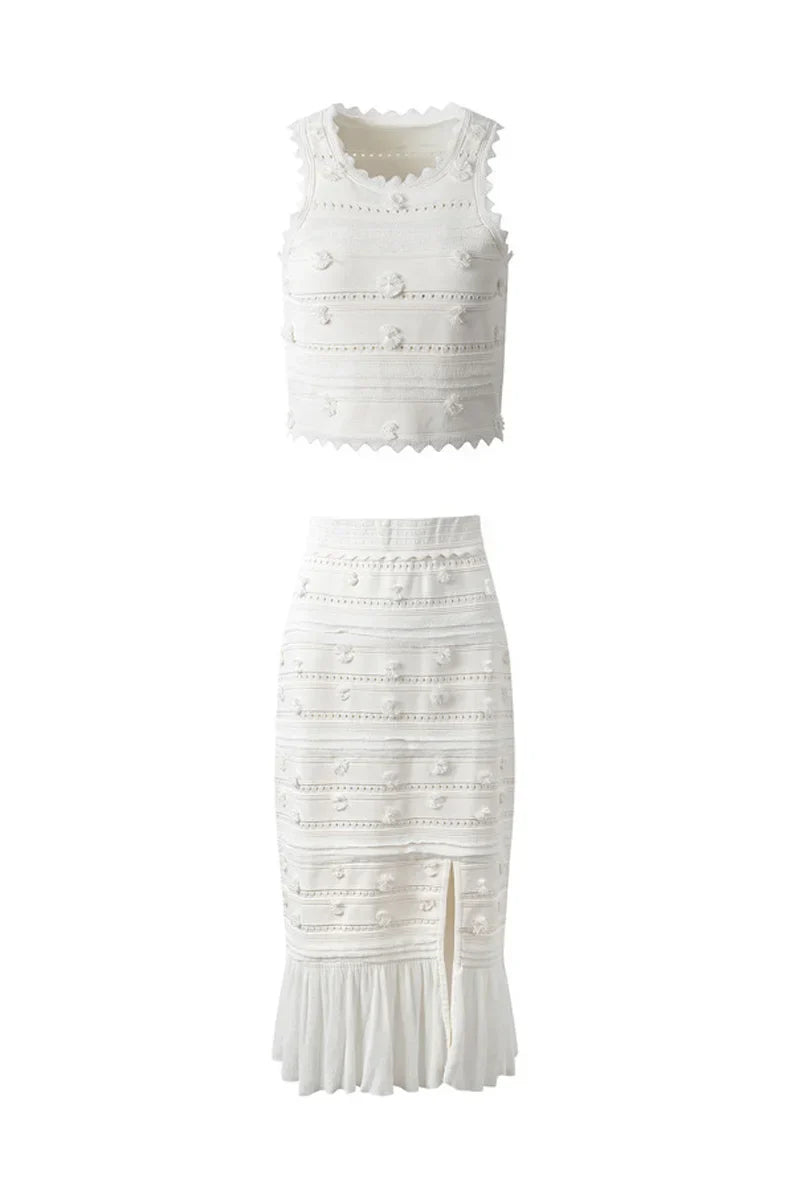 Julia Embellished Hollow Out Knit Set-Sunfere