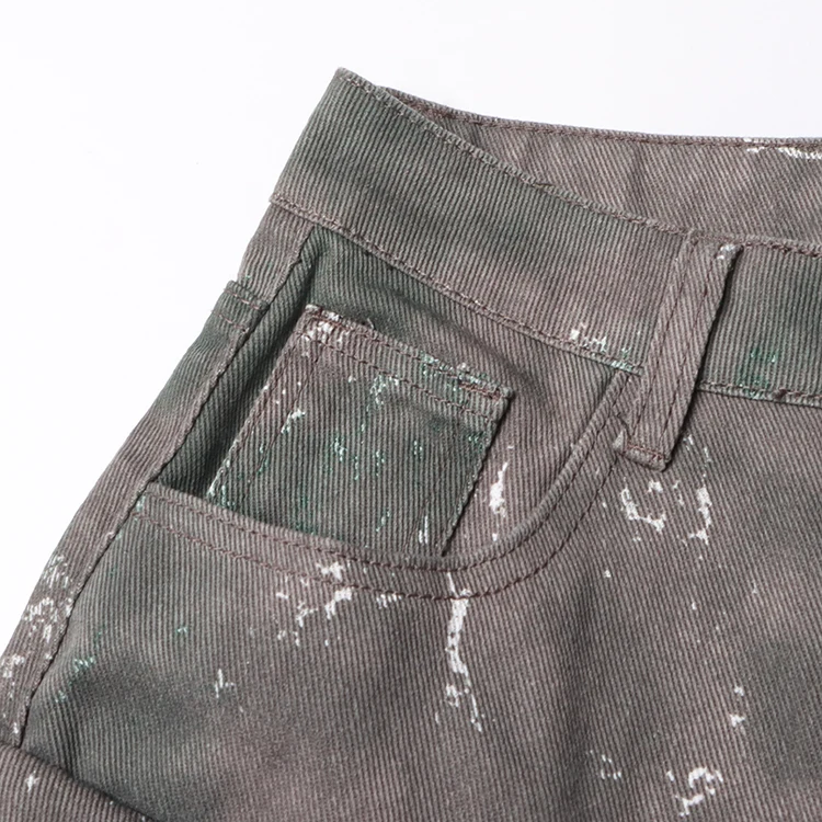 HIGH WAISTED CARGO TROUSERS - DARK GREY