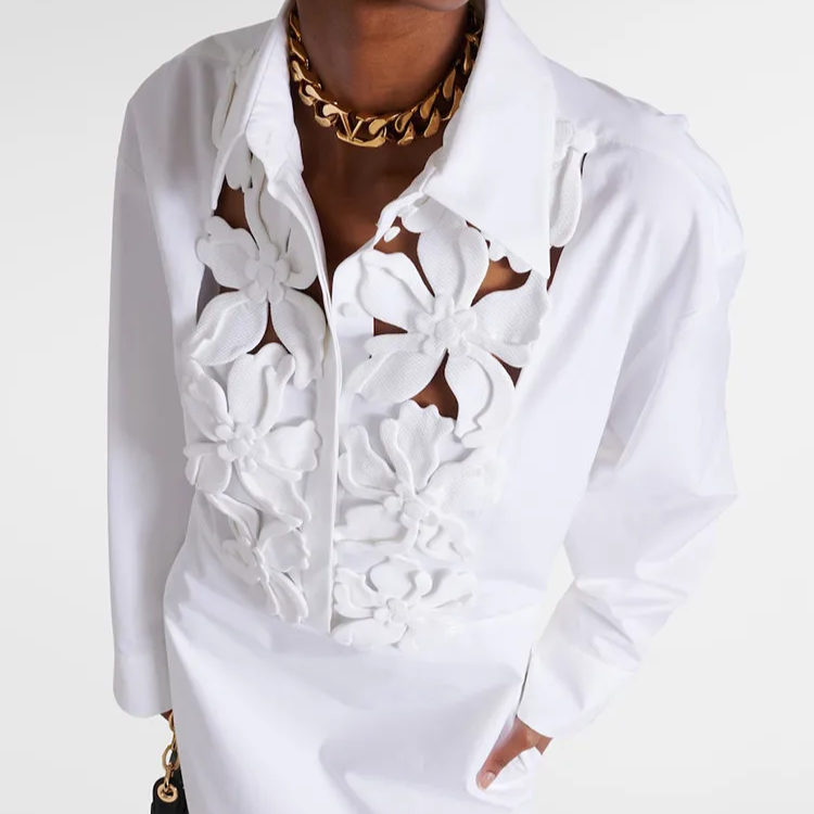 HOLLOW OUT SPLICED APPLIQUES DRESS