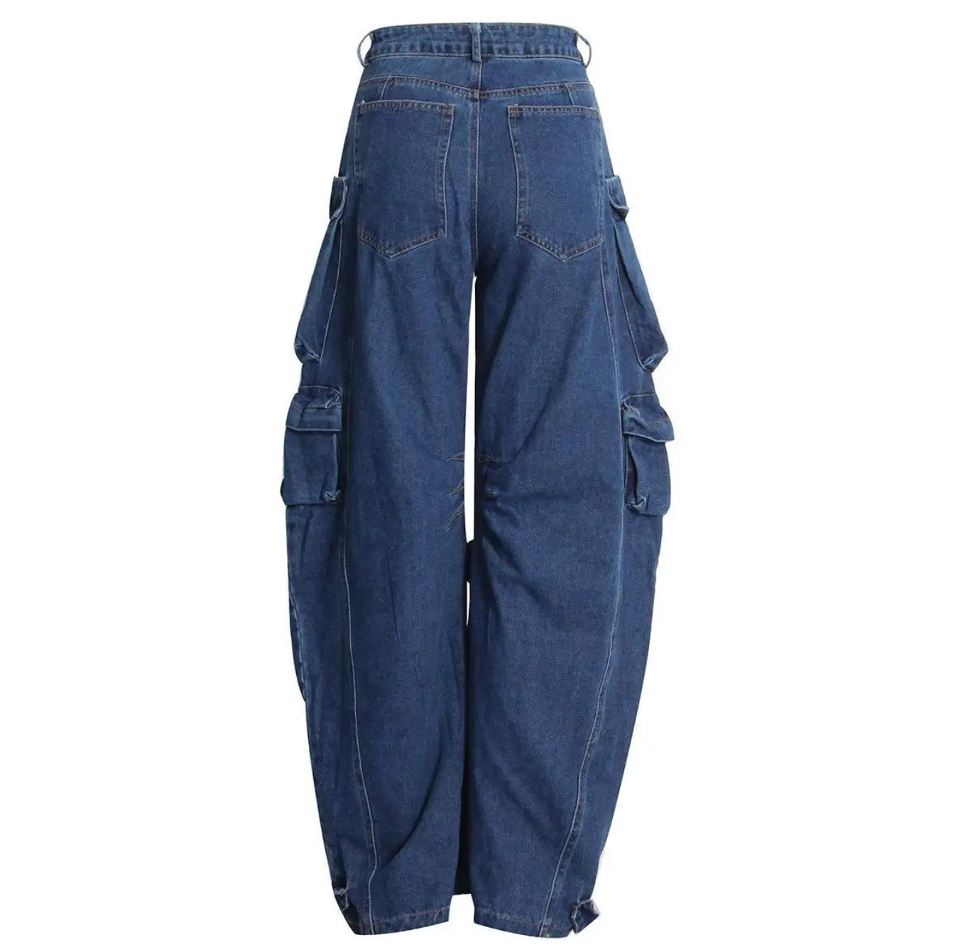 BLUE LOW WAISTED CARGO JEANS with POCKETS