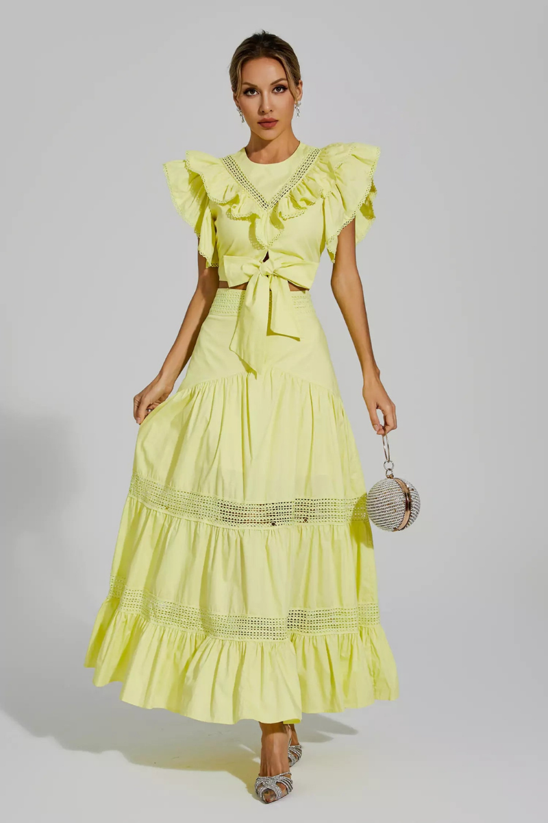 Coraline Round Neck Ruffle Skirt Set