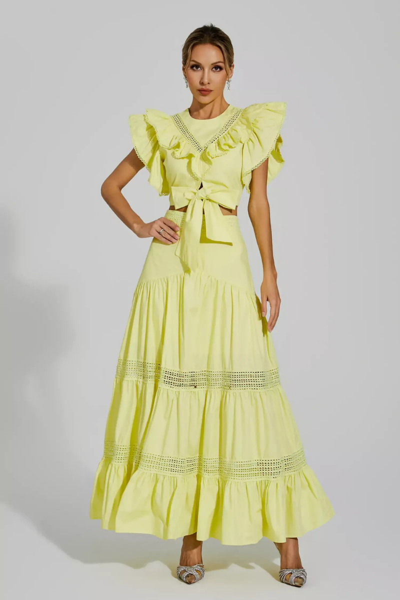 Coraline Round Neck Ruffle Skirt Set