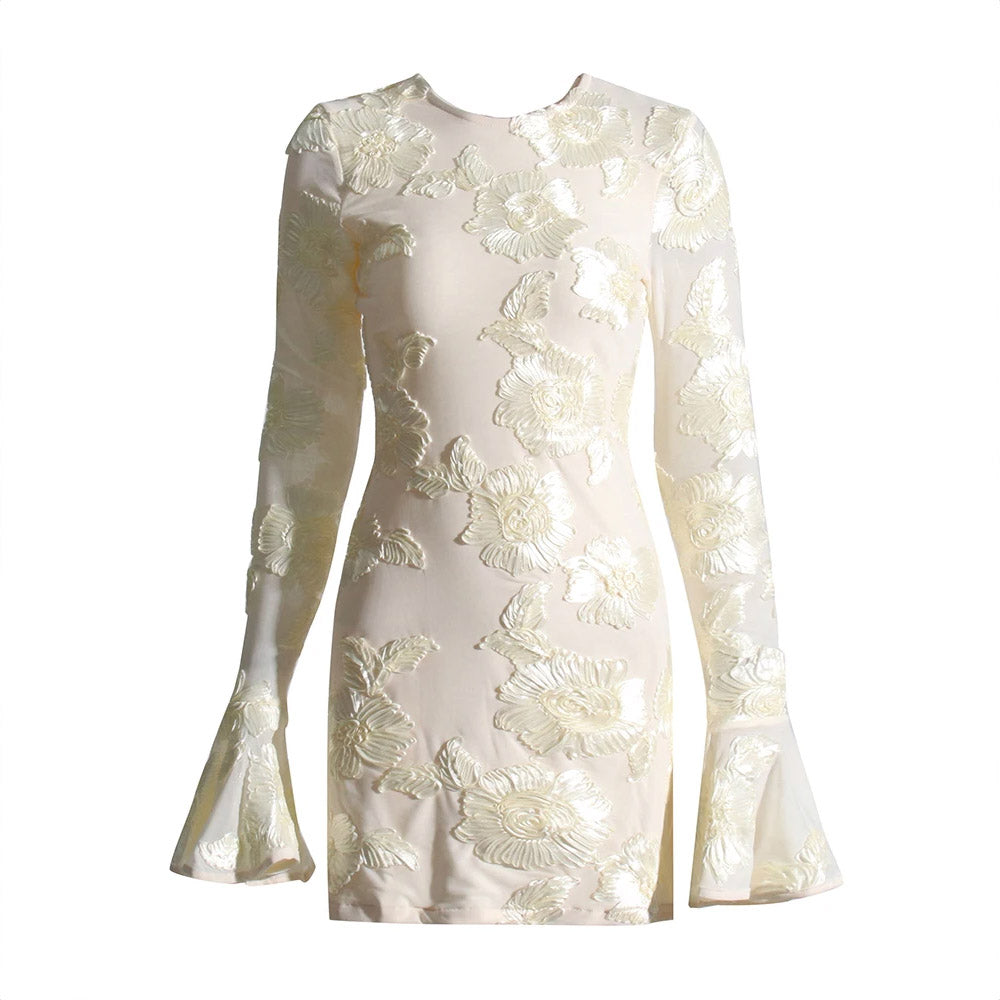 OPEN BACK MINI DRESS with FLOWERS