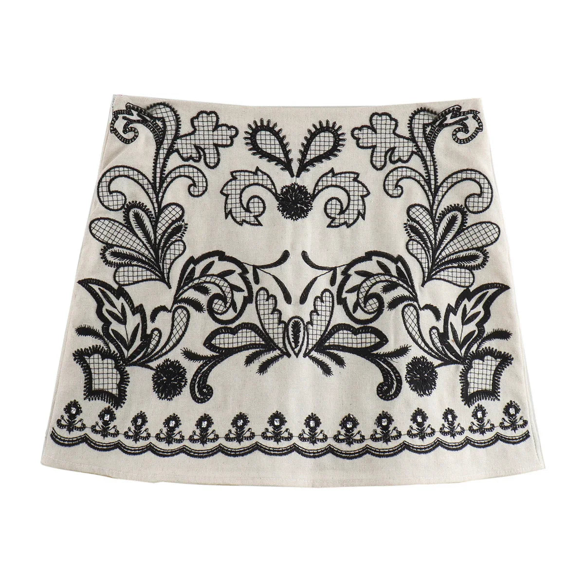 WHITE EMBROIDERED MINI SKIRT and HALTER CROP TOP 2 PEACE SET