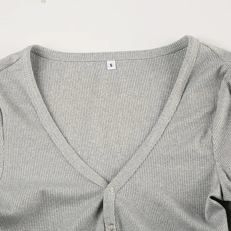 SOLID GRAY LONG SLEEVE JUMPSUIT