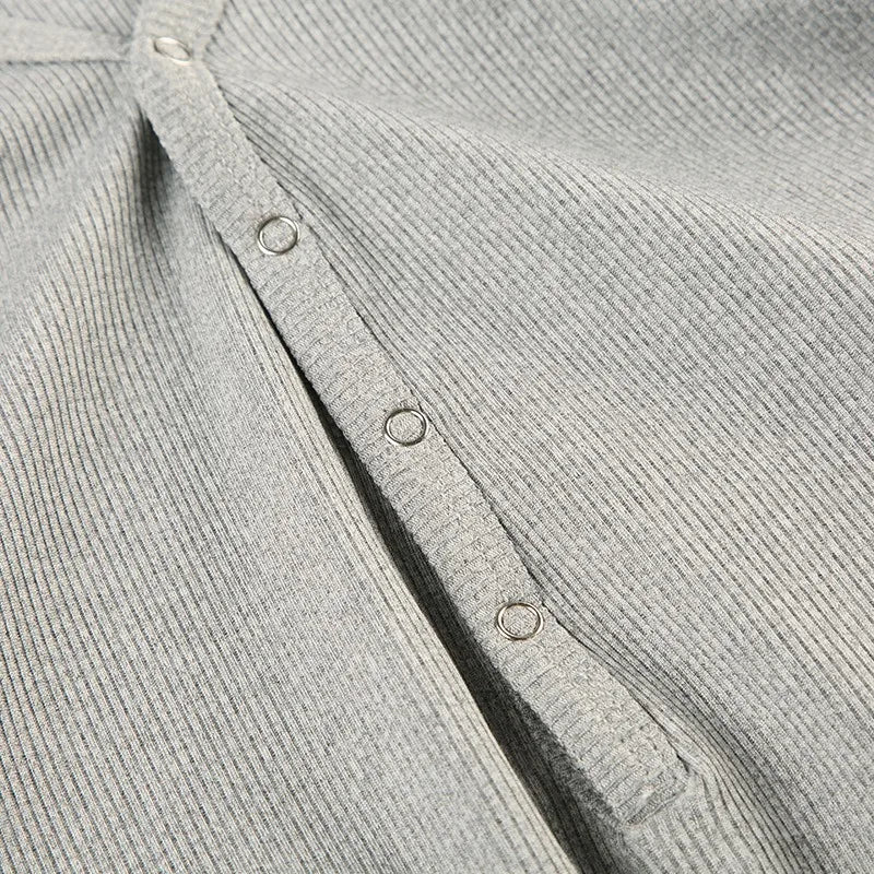 SOLID GRAY LONG SLEEVE JUMPSUIT
