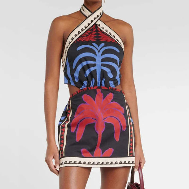 PATTERN PRINTED MINI DRESS