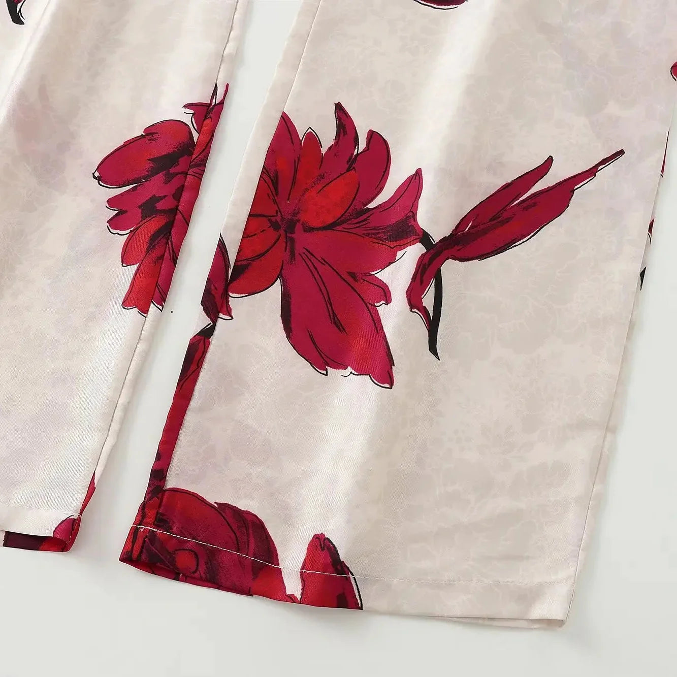 PRINT RED FLOWER BLAZER and PANTS SUIT