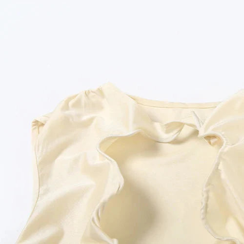ASYMMETRICAL HOLLOW OUT TOP and HIGH WAIST PANTS 2 PIECE SET
