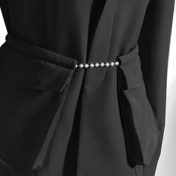 BLACK BLAZER with RHINESTONE CHAIN