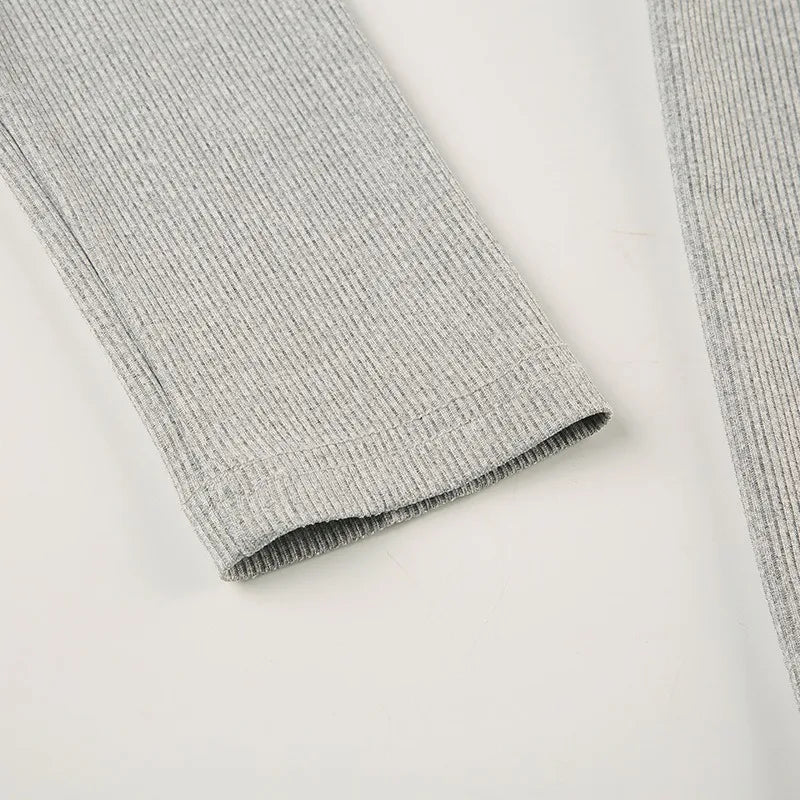 SOLID GRAY LONG SLEEVE JUMPSUIT
