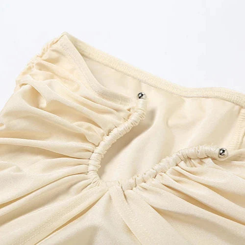 ASYMMETRICAL HOLLOW OUT TOP and HIGH WAIST PANTS 2 PIECE SET