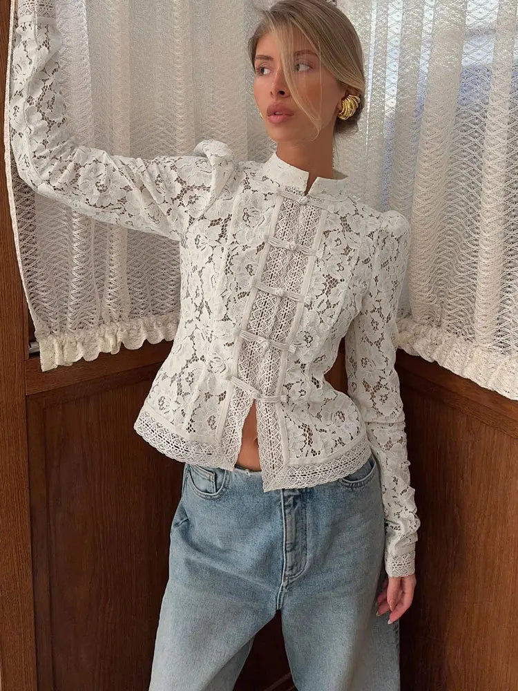 LACE VINTAGE MESH BLOUSE