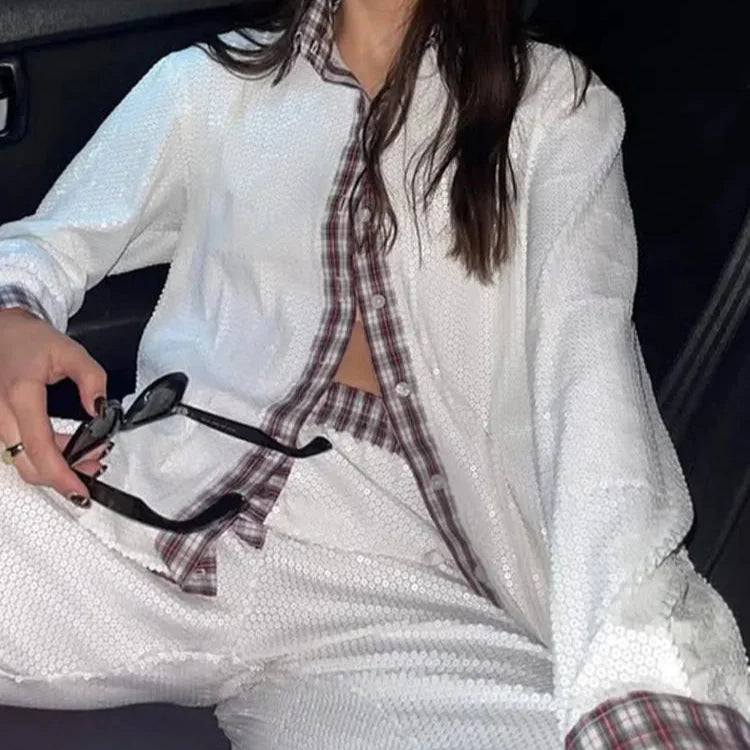 SEQUIN BLOUSE and PANTS SET