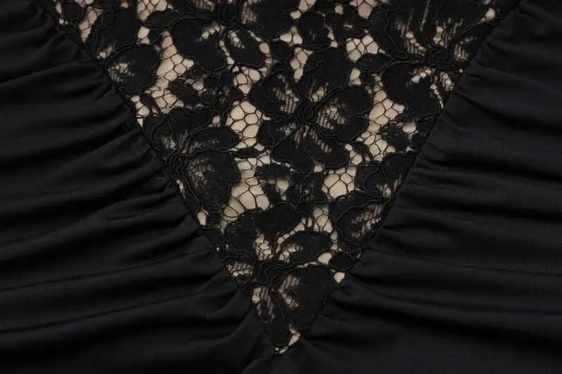 Lace Halter Backless Maxi Dress – Elegant Black Bodycon Evening Gown for Women