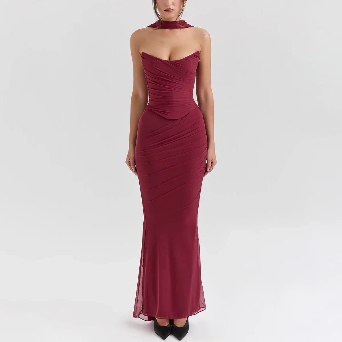ELEGANT CORSET a MAXY SKIRT SET with SCARF