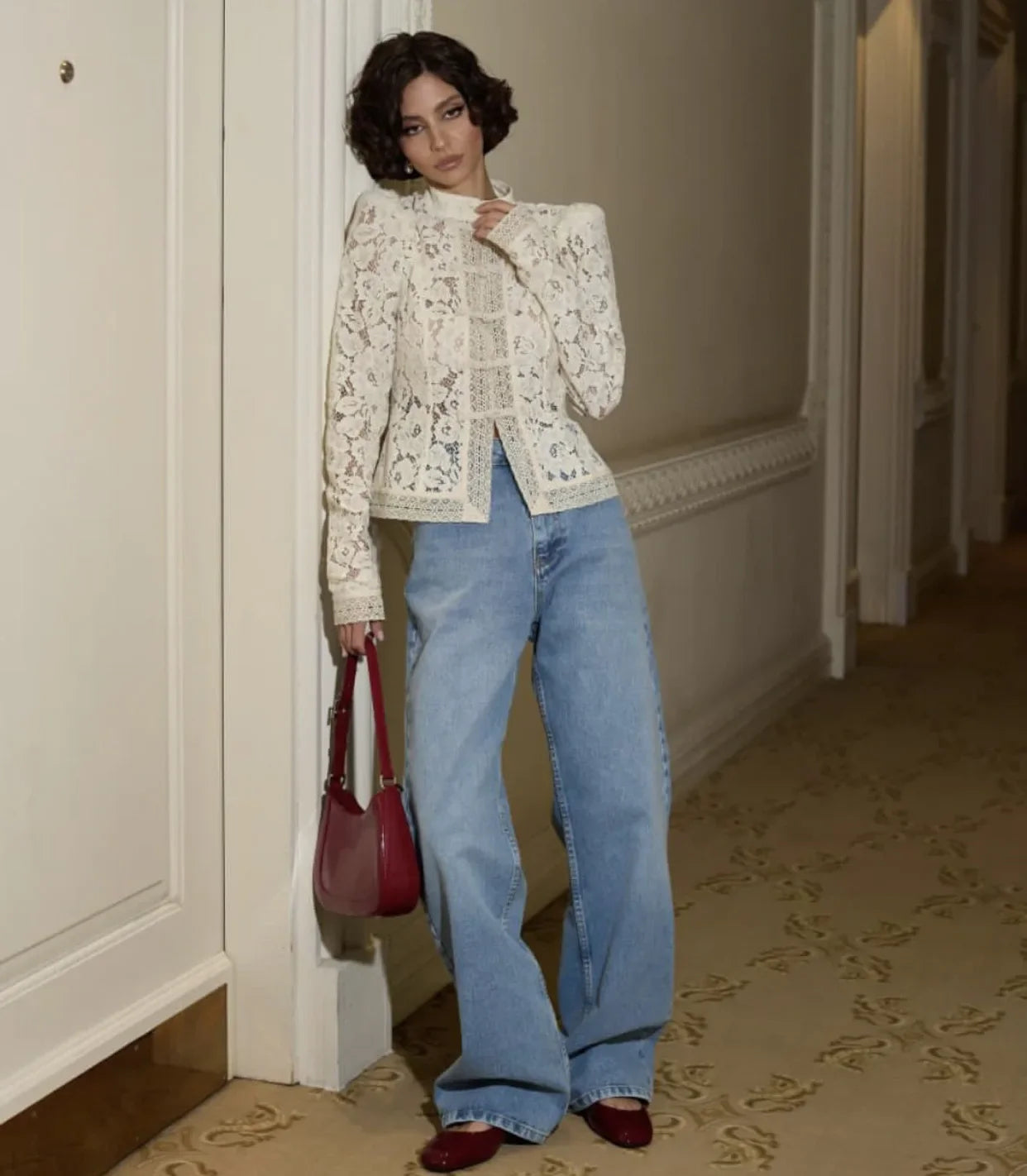 LACE VINTAGE MESH BLOUSE
