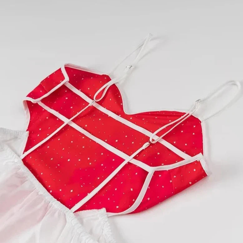 RED HEARTS V ECK SLING DRESS