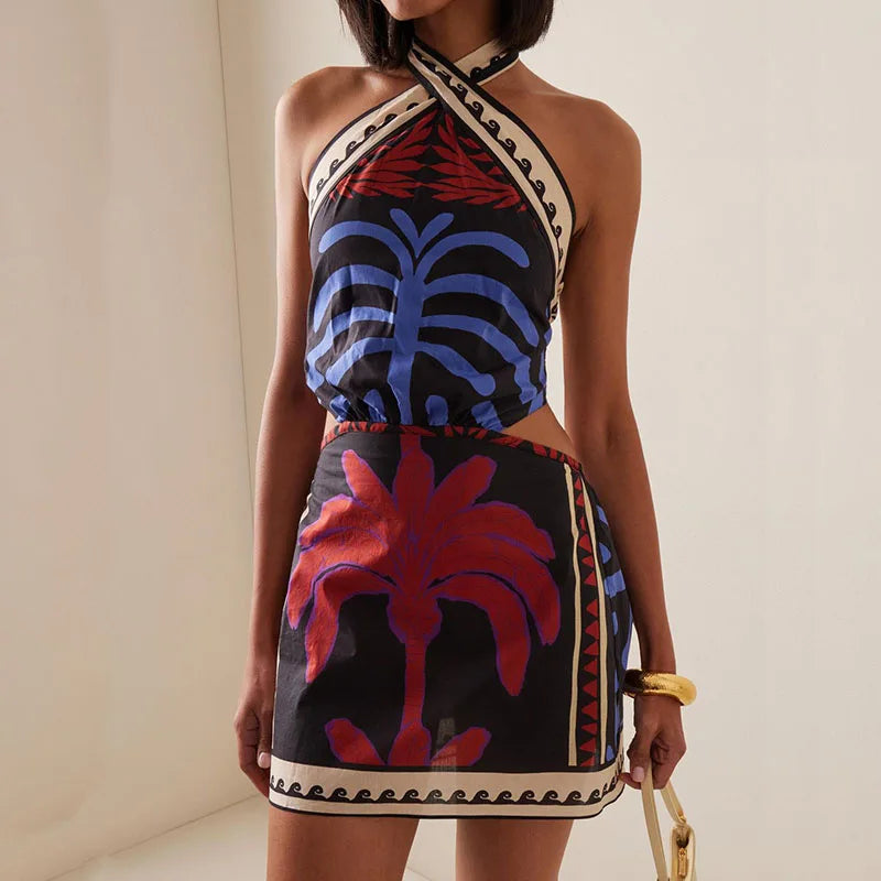 PATTERN PRINTED MINI DRESS