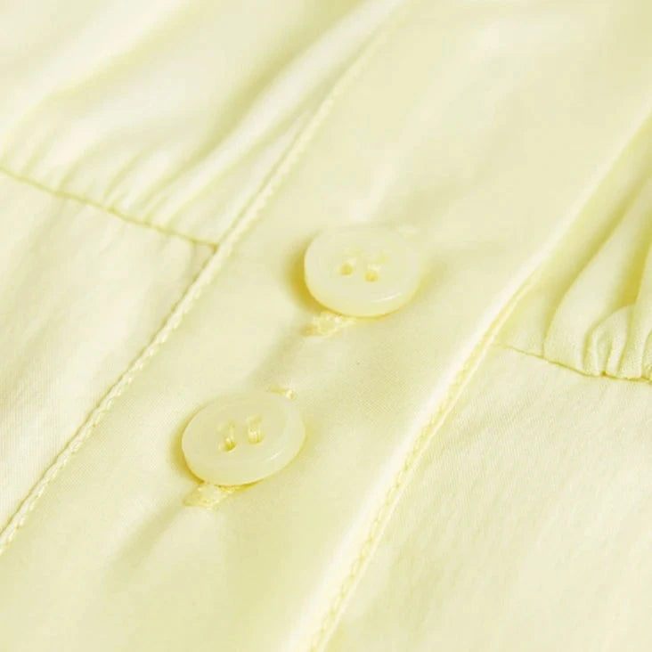 BUTTONED LONG SLEEVE MIDI DRESS - Yellow
