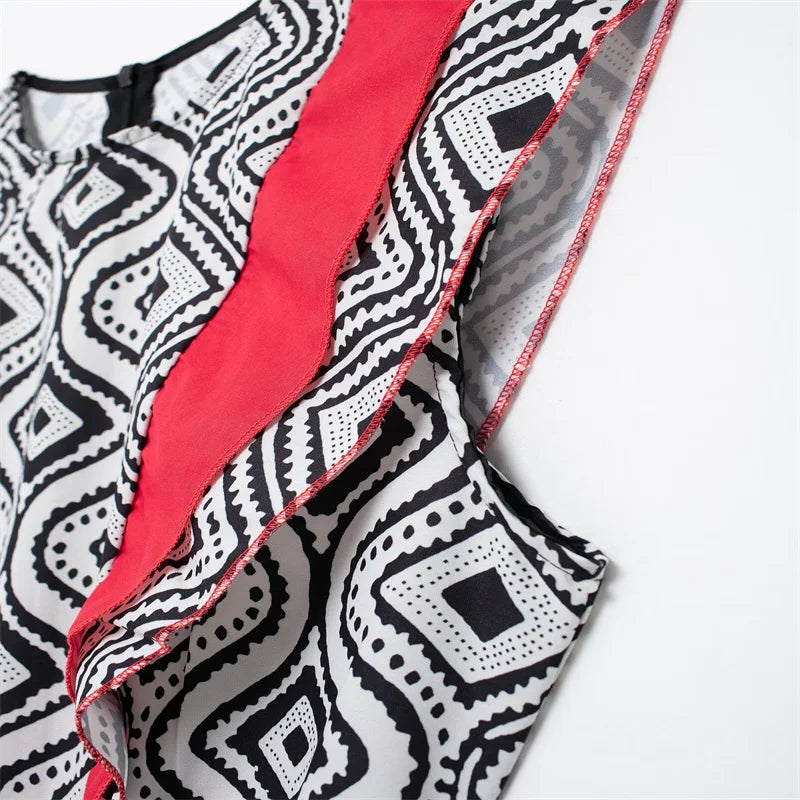 PRINTED FLY SLEEVES MAXI DRESS