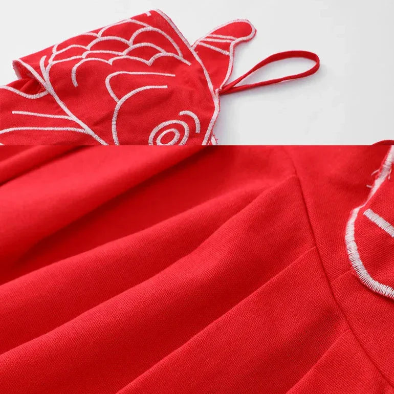 RED SLING SLEEVELESS MAXI DRESS