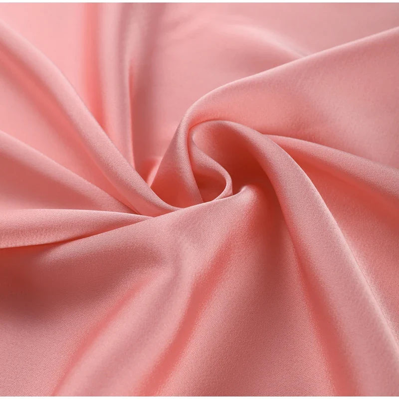PINK LACE SATIN HIGH SLITS DRESS