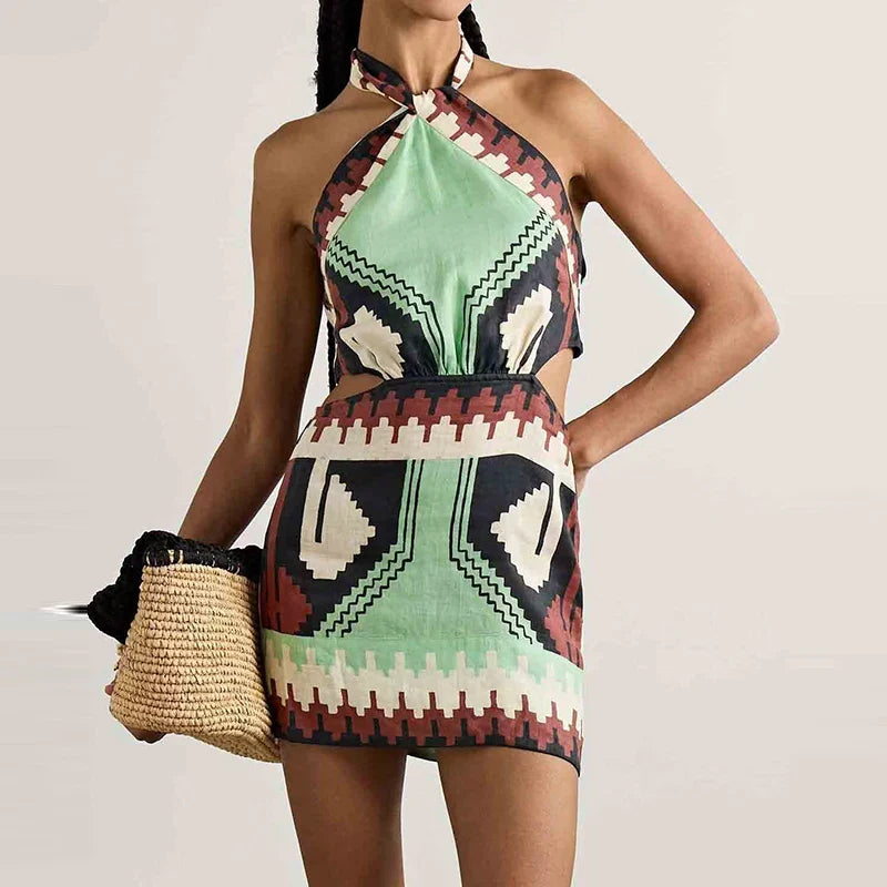 PATTERN PRINTED MINI DRESS