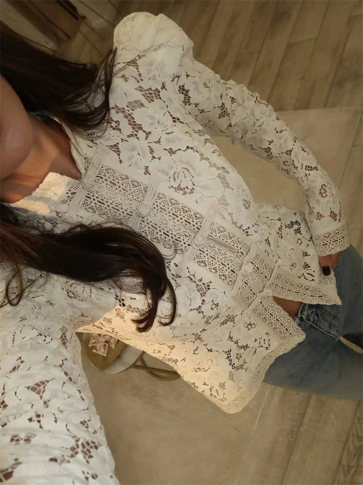 LACE VINTAGE MESH BLOUSE
