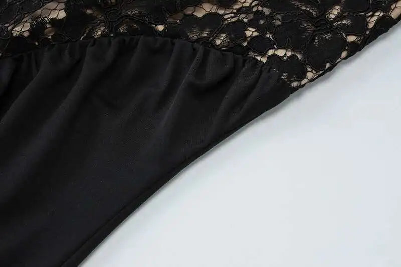 Lace Halter Backless Maxi Dress – Elegant Black Bodycon Evening Gown for Women