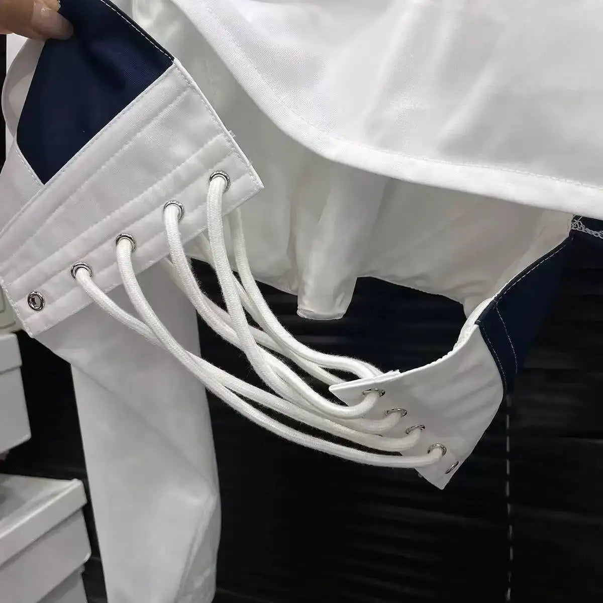 Women’s Long Sleeve Zipper Shirt with Corset Lace-Up Waist – Slim Fit Streetwear Jacket