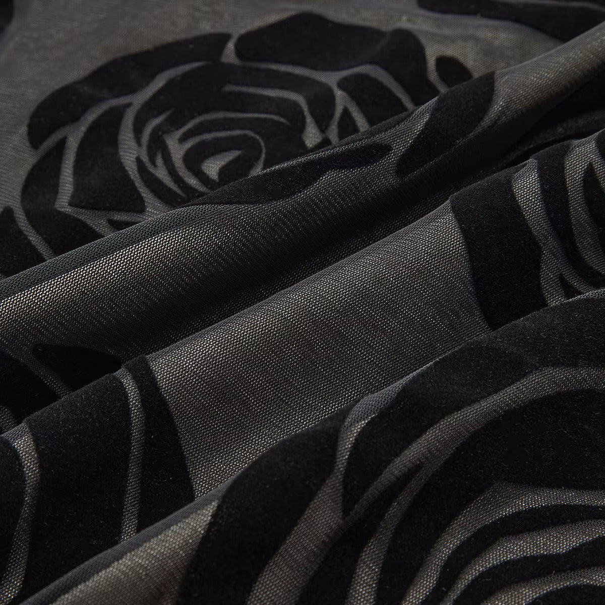 ONE SHOULDER BLACK ROSES MAXI DRESS