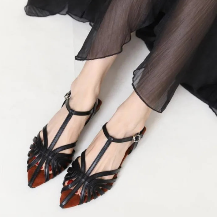 Women’s Low Heel Gladiator Sandals – Pointed Toe Roman Summer Shoes