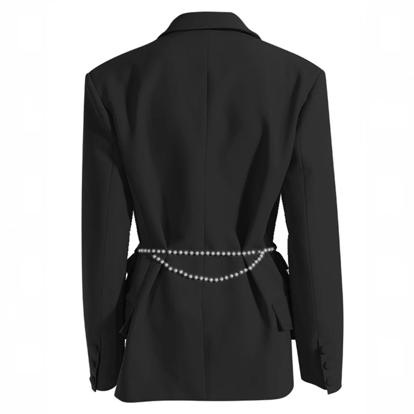 BLACK BLAZER with RHINESTONE CHAIN