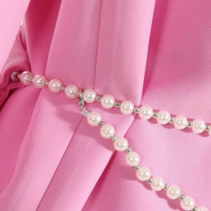 PINK BLAZER with RHINESTONES CHAIN