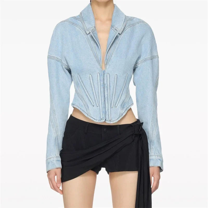 DENIM JACKET LONG SLEEVE with CORSET