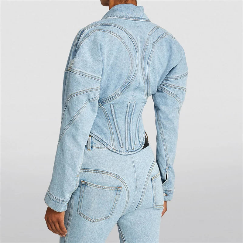 DENIM JACKET LONG SLEEVE with CORSET