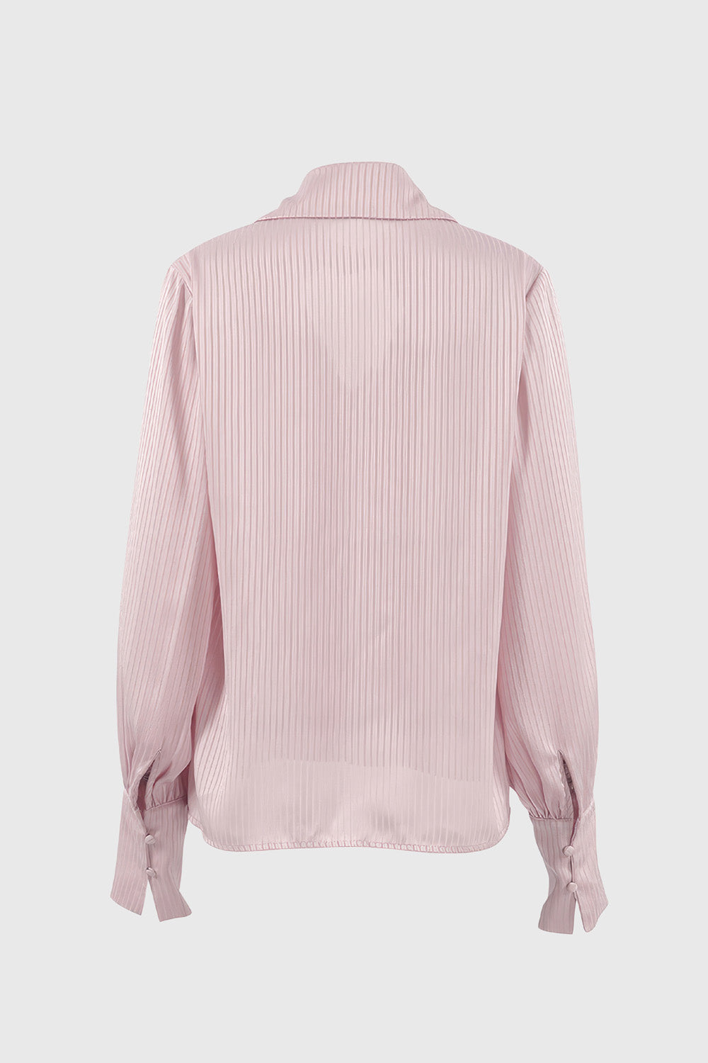 Striped Shirt with Collar and Front V Cut - Light Pink