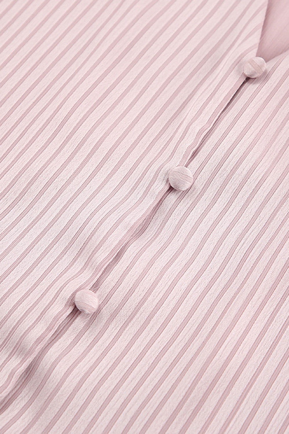 Striped Shirt with Collar and Front V Cut - Light Pink