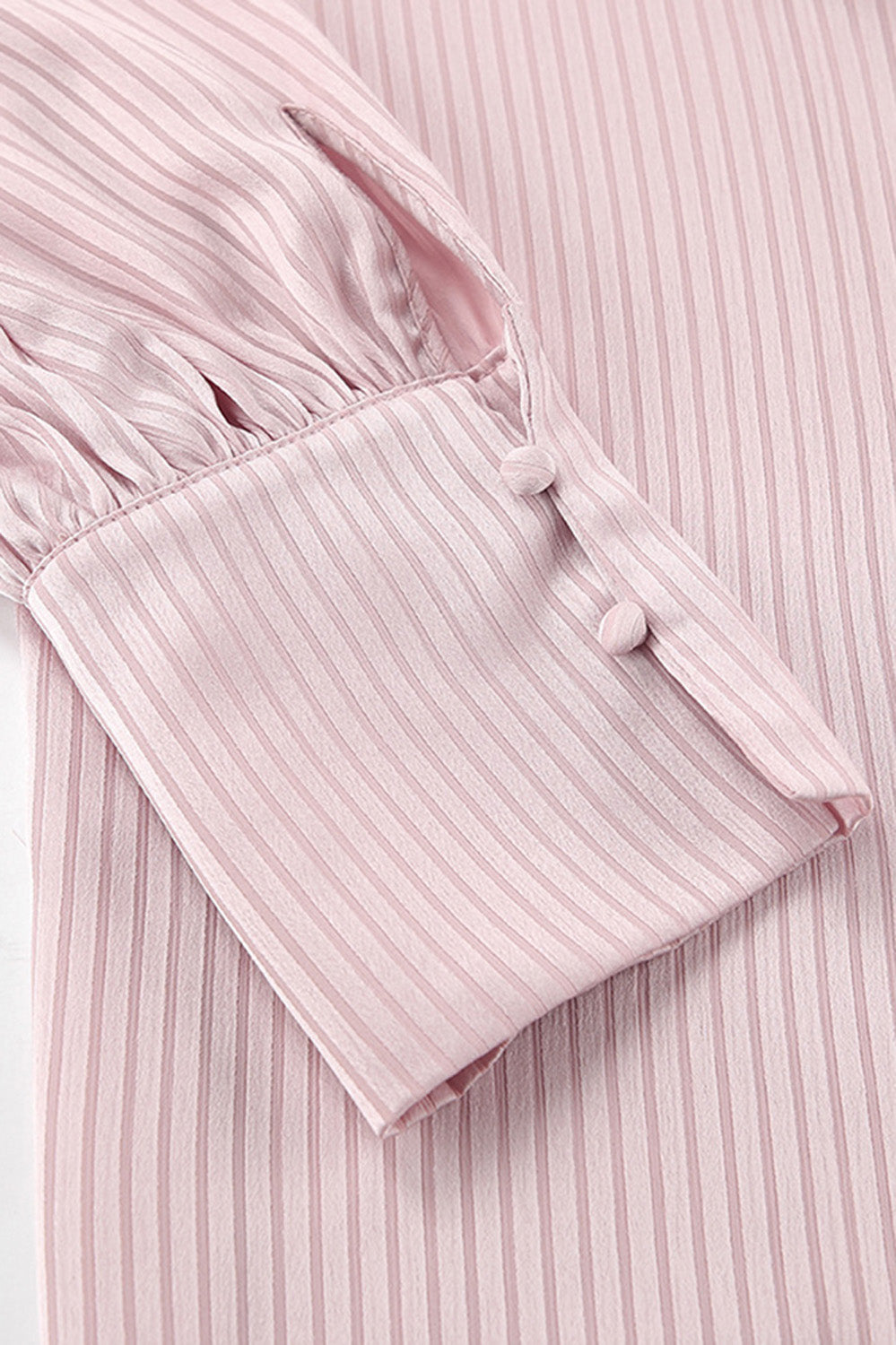 Striped Shirt with Collar and Front V Cut - Light Pink