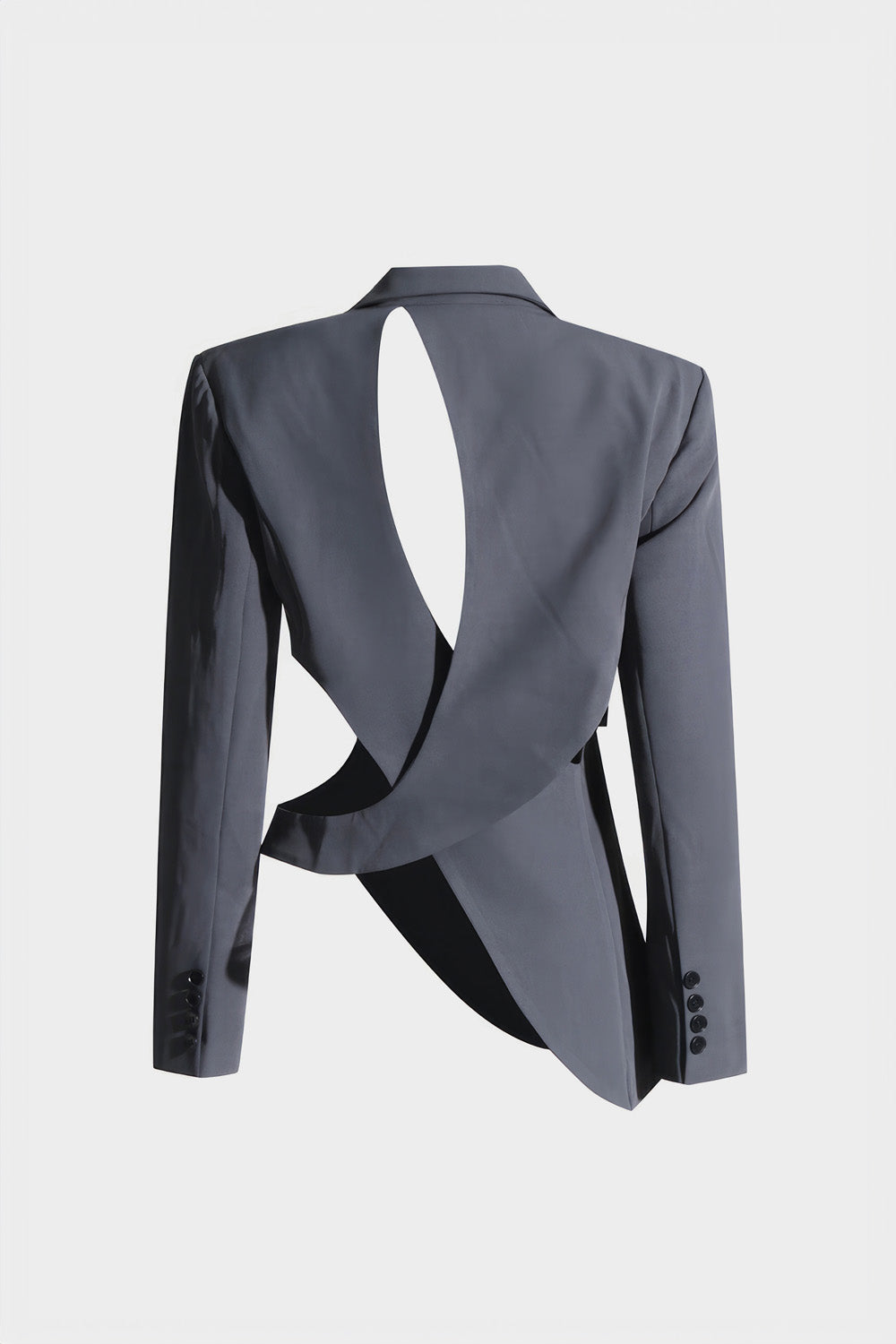 Asymmetrical Blazer with Cutouts - Grey