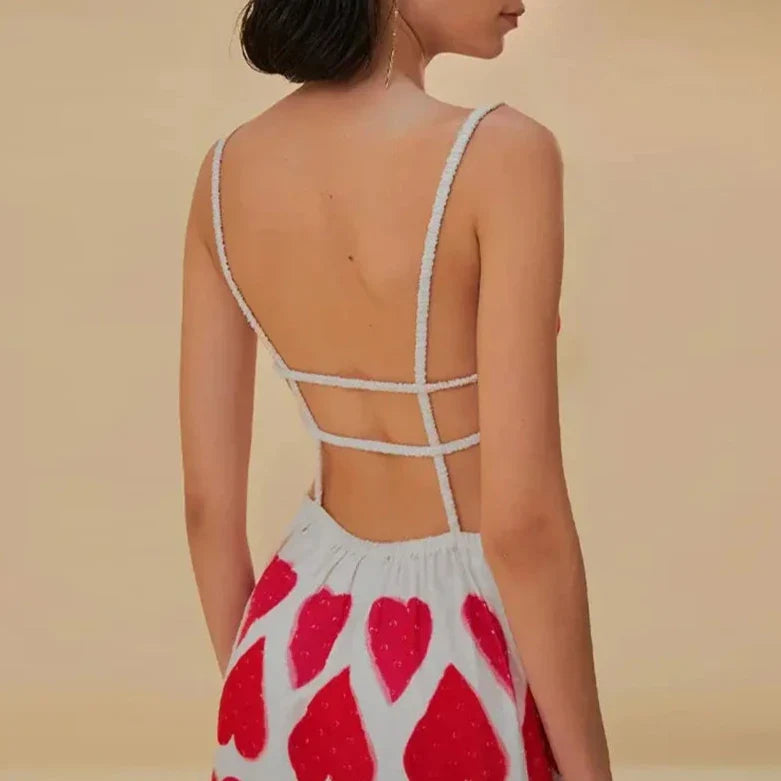 RED HEARTS V ECK SLING DRESS