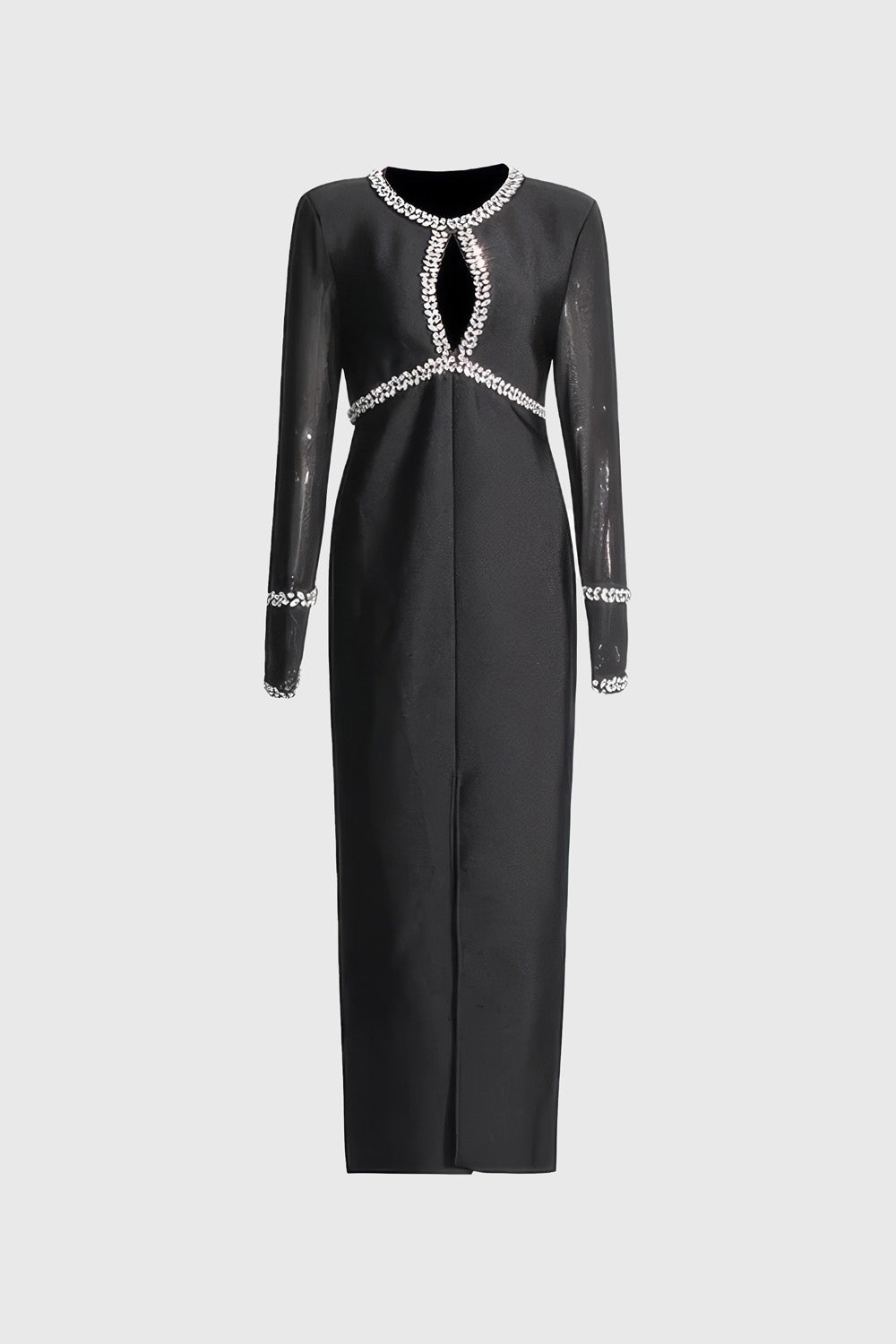 Embellished Slit Midi Dress - Black