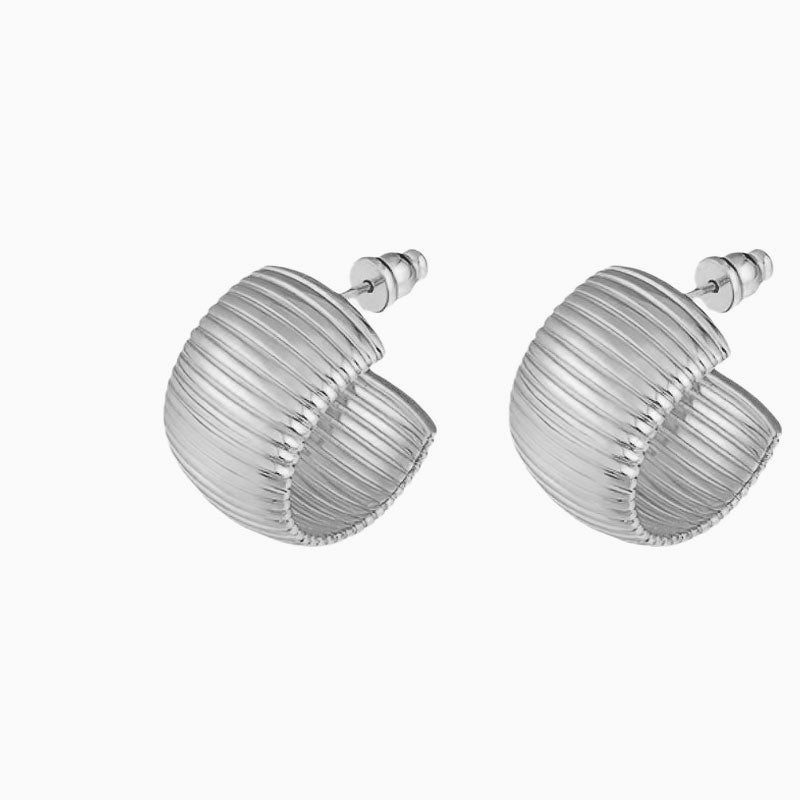 YOU STYLE IT Metallic Ribbed Textured Wide Oversized Hoop Earrings