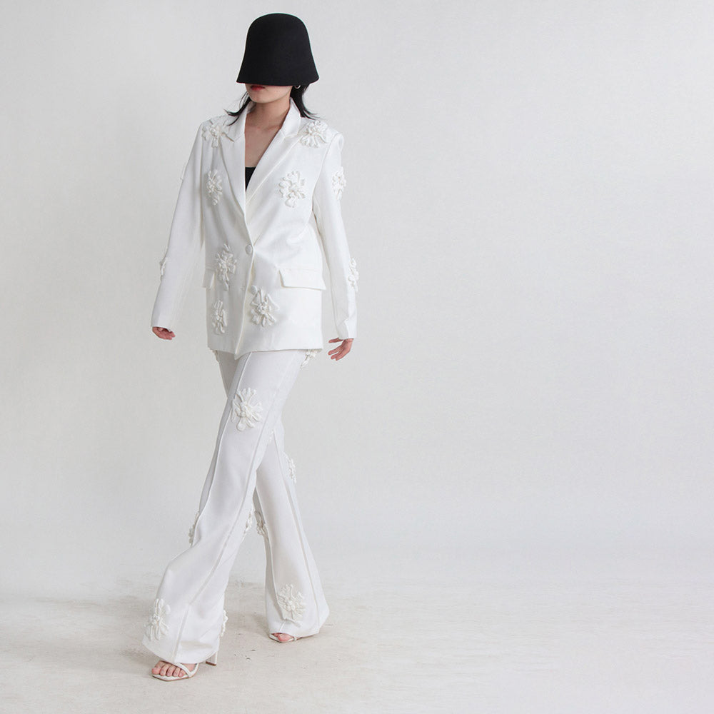 HOTARU FLOWER DECORATED PANTS and BLAZER SET