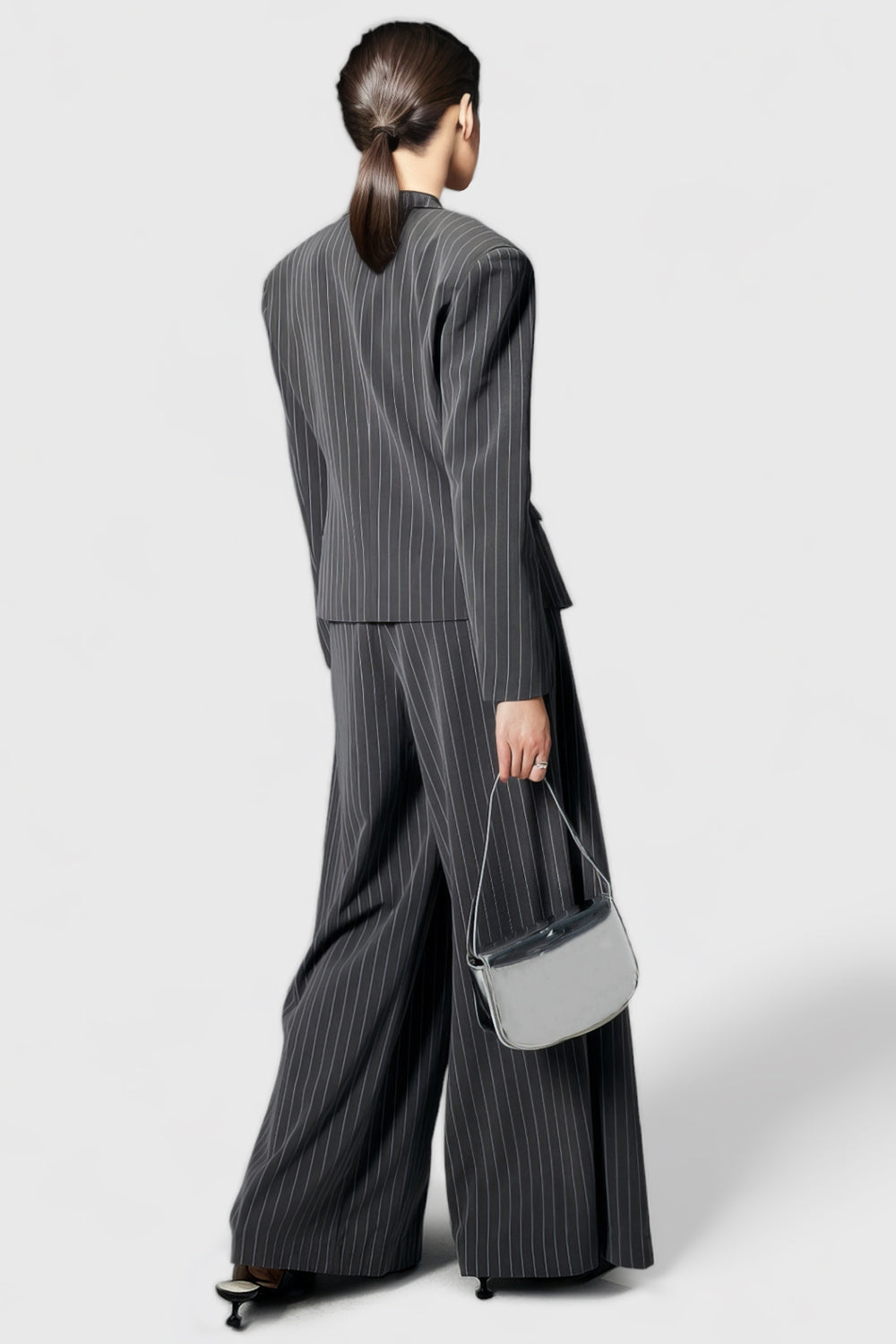Striped Suit Set - Grey