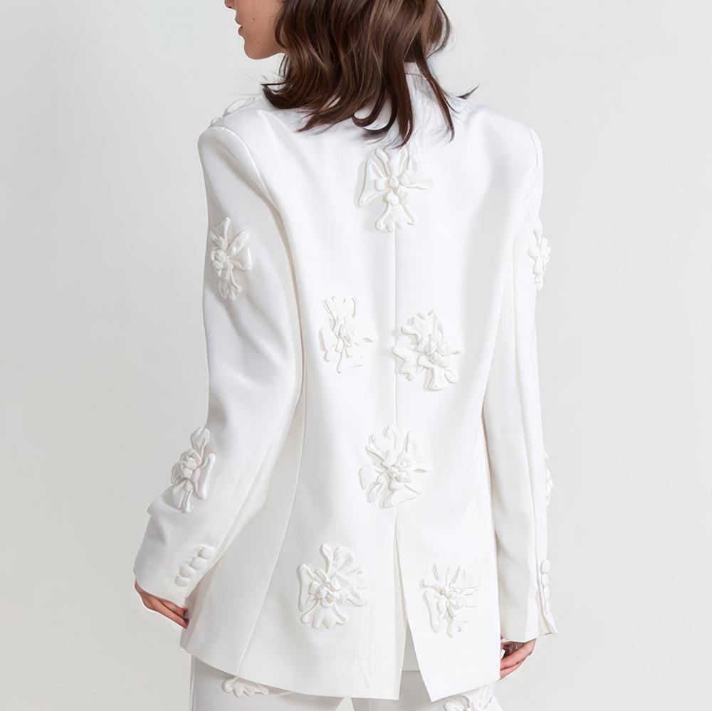 WHITE BLAZER with FLOWERS