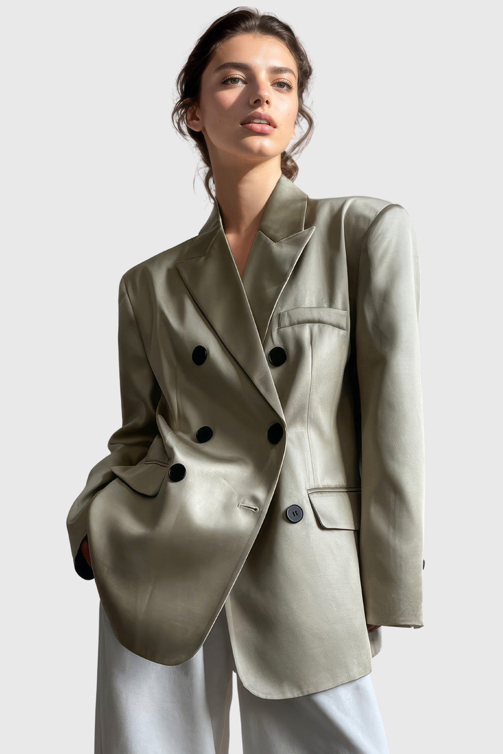 Leather Loose Blazer - Green