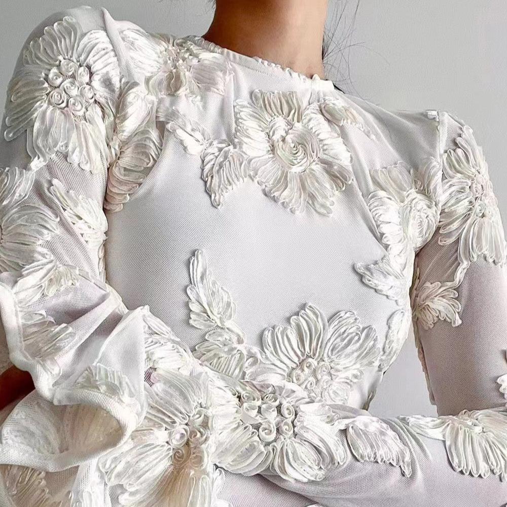 OPEN BACK MINI DRESS with FLOWERS