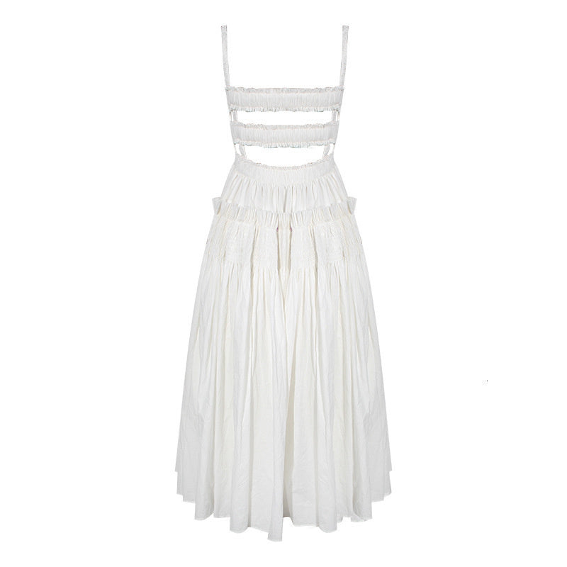 TAKARA BACKLESS STRAPS PUFF MAXI DRESS